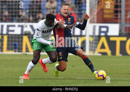 Genua, Italien. 03 Feb, 2019. Foto LaPresse - Tano Pecoraro 03 02 2019 Genua - (Italia) Sport CalcioGenoa vs SassuoloCampionato di Calcio Serie A TIM" 2018/2019 - Stadio Luigi Ferraris "nella Foto: criscito domenicoPhoto LaPresse - Tano Pecoraro 03 Februar 2019 Stadt Genova - (Italien) Sport SoccerGenoa vs SassuoloItalian Fußball-Liga einen TIM 2018/2019 - "Luigi Ferraris "Stadiumin der Pic: criscito Domenico Credit: LaPresse/Alamy leben Nachrichten Stockfoto