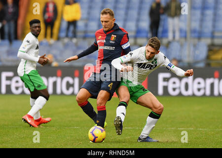 Genua, Italien. 03 Feb, 2019. Foto LaPresse - Tano Pecoraro 03 02 2019 Genua - (Italia) Sport CalcioGenoa vs SassuoloCampionato di Calcio Serie A TIM" 2018/2019 - Stadio Luigi Ferraris "nella Foto: criscito domenicoPhoto LaPresse - Tano Pecoraro 03 Februar 2019 Stadt Genova - (Italien) Sport SoccerGenoa vs SassuoloItalian Fußball-Liga einen TIM 2018/2019 - "Luigi Ferraris "Stadiumin der Pic: criscito Domenico Credit: LaPresse/Alamy leben Nachrichten Stockfoto