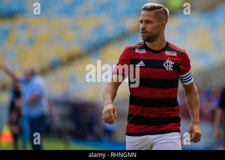 RJ - Rio de Janeiro - 03/02/2019 - Carioca 2019, Flamengo x Cabofriense-Diego Flamengo Spieler während eines Spiel gegen Cabofriense im Maracana-stadion für die Carioca 2019 Meisterschaft. Foto: Thiago Ribeiro/AGIF Stockfoto