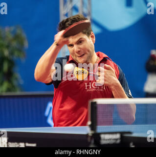 Montreux, Schweiz. 3. Feb 2019. Dimitrij Ovtcharov (GER), Feb 3 2019 - Tischtennis: ITTF Europa Top 16 Cup Montreux 2019 an an der Pfad entführt Stadion in Montreux, Schweiz, 03-02-2019. Quelle: Eric Dubost/Alamy leben Nachrichten Stockfoto