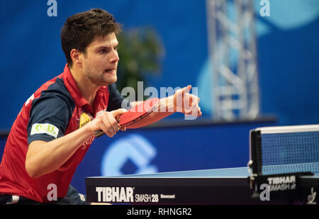 Montreux, Schweiz. 3. Feb 2019. Dimitrij Ovtcharov (GER), Feb 3 2019 - Tischtennis: ITTF Europa Top 16 Cup Montreux 2019 an an der Pfad entführt Stadion in Montreux, Schweiz, 03-02-2019. Quelle: Eric Dubost/Alamy leben Nachrichten Stockfoto