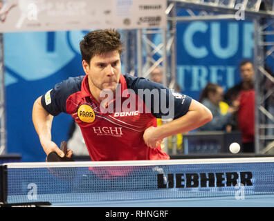 Montreux, Schweiz. 3. Feb 2019. Dimitrij Ovtcharov (GER), Feb 3 2019 - Tischtennis: ITTF Europa Top 16 Cup Montreux 2019 an an der Pfad entführt Stadion in Montreux, Schweiz, 03-02-2019. Quelle: Eric Dubost/Alamy leben Nachrichten Stockfoto