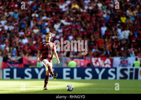 RJ - Rio de Janeiro - 03/02/2019 - Carioca 2019, Flamengo gegen Cabofriense - Rodrigo Caio Flamengo Spieler während eines Spiel gegen Cabofriense im Maracana-stadion für die Carioca Meisterschaft 2019. Foto: Thiago Ribeiro/AGIF Stockfoto