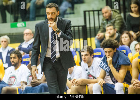 Turin, Italien. 03 Feb, 2019. Foto LaPresse - Mauro ujetto 3 2 2019 Turin (Italia) Sport Fiat Torino-Grissin BOn Reggio Emilia Nella Foto: Paolo Galbiati Foto LaPresse - Mauro Ujetto 03-02-2018 Turin (Italien) Sport Warenkorb match Fiat Torino-Grissin BOn Reggio Emilia Credit: LaPresse/Alamy leben Nachrichten Stockfoto