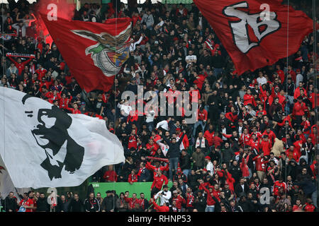 Lissabon, Portugal. 03 Feb, 2019. SL Benfica Unterstützer während der Liga Nrn. 2018/19 Fußball -Match zwischen Sporting CP gesehen vs SL Benfica. (Endstand: Sporting CP 2 - 4 SL Benfica) Credit: SOPA Images Limited/Alamy leben Nachrichten Stockfoto