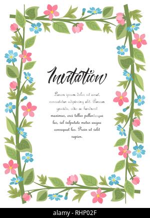 Rahmen Blumen mit Blättern Stock Vektor