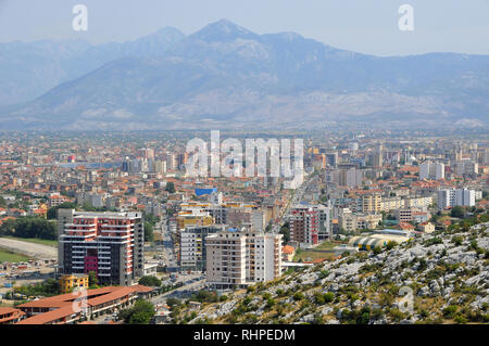 Albanien, Shkodra, Europa. Blick von der Burg Rozafa. Stockfoto