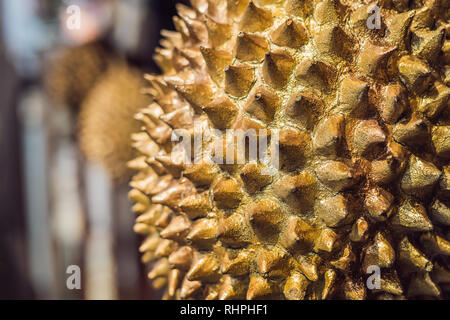 Golden Durian Frucht von Asien. Durian, mit gold Lack lackiert Stockfoto