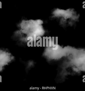 Wolken nahtlose weiß, isoliert auf schwarzen Hintergrund, 3D-Rendering Stockfoto