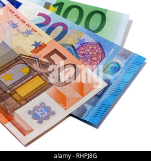 Verschiedene Euro Währung wechseln Stockfoto