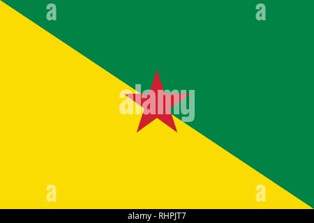 Vektor Bild von Französisch Guyana Flagge. Auf der Grundlage der Offiziellen und dem genauen Französisch Guyana Flagge Abmessungen (3:2) & Farben (348 C, gelb C und 186 C) Stock Vektor