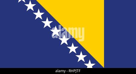 Vektor Bild von Bosnien und Herzegowina Flagge. Auf der Grundlage der Offiziellen und dem genauen Herzegowina Flagge Abmessungen (2:1) und Farben (Reflex Blue C, 116 C und Whit Stock Vektor