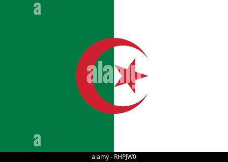 Vektor Bild für Algerien Flagge. Auf der Grundlage der Offiziellen und dem genauen Algerische Flagge Abmessungen (3:2) & Farben (365 C, Weiß und 186 C) Stock Vektor