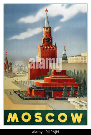 Moskau Vintage sowjetischen Travel Poster von Sergey Sacharow, "Moskau", Ende der 1930er Jahre. Stockfoto
