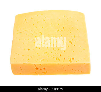 Stück gelbe medium-harten Käse aus Kuhmilch auf weißem Hintergrund Stockfoto