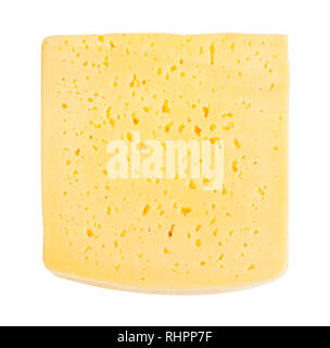 Scheibe gelb medium-harten Käse aus Kuhmilch auf weißem Hintergrund Stockfoto