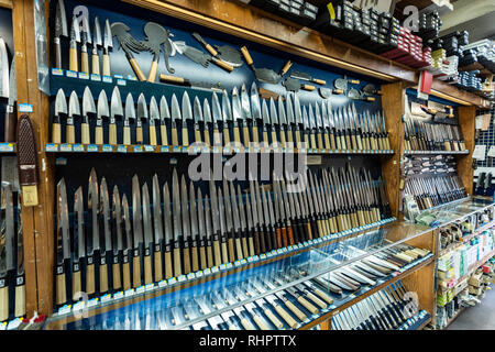 Tsubaya Hocho Shop, Kappabashi, Taito-ku, Tokyo, Japan Stockfoto