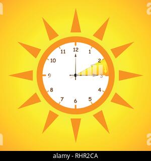 Sommer standard Zeit nach für die Sommerzeit Vorrücken auf gelbem Hintergrund Vektor-illustration EPS 10. Stock Vektor