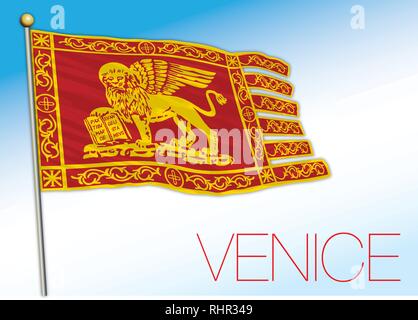 Venedig Fahne mit Saint Marc Lion, Italien, Vektor, Abbildung Stock Vektor