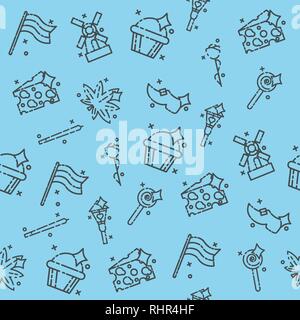 Holland Konzept Muster. Symbole Reisen und Kultur Europas. Vektorgrafiken mit Niederlande Symbole. Stock Vektor