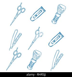 Friseur- und Friseur Symbole gesetzt. Friseur stylist Tools eingestellt. Vector Illustration, EPS 10. Stock Vektor