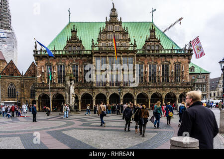 BREMEN, Deutschland - OCTOBERT 07, 2015: Rathaus von Bremen im Zentrum der Stadt Bau Stockfoto