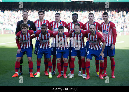 Sevilla, Spanien. 03 Feb, 2019. Elf ersten von Atletico de Madrid während der LaLiga Übereinstimmung zwischen Real Betis vs Atlético de Madrid im Estadio Benito Villamarin in Sevilla, Spanien. Credit: Javier Montaño/Pacific Press/Alamy leben Nachrichten Stockfoto