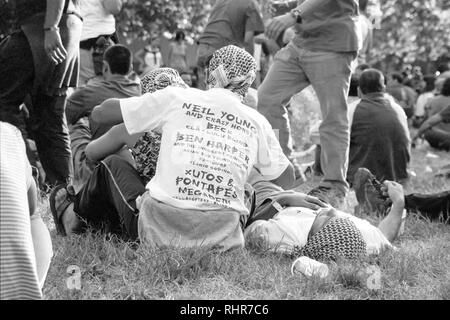 Vilar de Mouros, Portugal - 15. Juli 2001: Umwelt und Menschen an der Vilar de Mouros 6 Music Festival, Erbe des legendären Festival 1971, die "Po Stockfoto