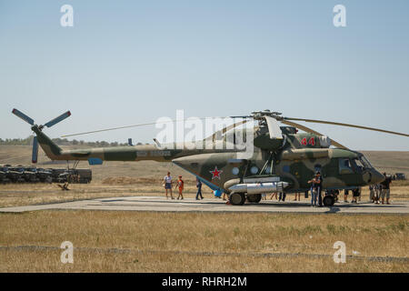 Internationale militärische technische Forum Armee 2018. Schwere militärische Hubschrauber MI-8 AMTSH Stockfoto