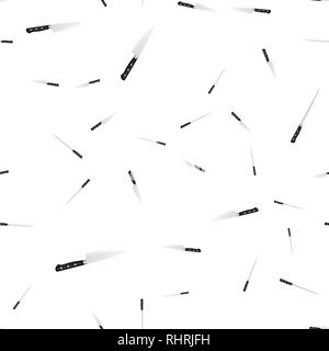 Nahtlose Muster der Küche Messer auf einem weißen Hintergrund. Illustration in 3D-Stil Stockfoto