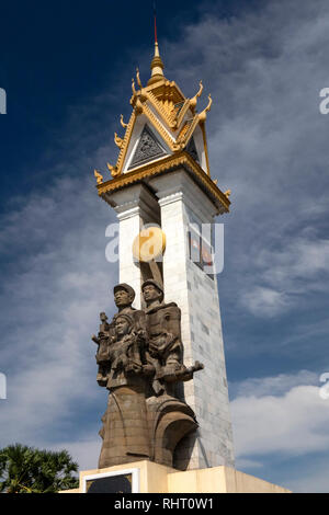 Kambodscha, Phnom Penh, Wat Botum Park, 1979 Kambodscha Vietnam Friendship Monument Stockfoto