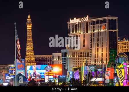 LAS VEGAS, 17. SEPTEMBER: Blick auf Planet Hollywood und den Strip in Las Vegas am 17. September 2015 Stockfoto