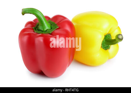 Gelb und Rot süße Paprika auf weißem Hintergrund Stockfoto