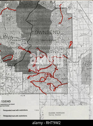 . Sensible pflanze Erhebungen in den Großen Belt und Elkhorn Mountains, U.S.D.A. Forest Service, Region 1, Helena National Forest, Montana. Seltene Pflanzen, seltene Pflanzen, seltene Pflanzen; Botanik; Botanik; Botanik. Einschränkungen sind Sende einschränkungen nach Gruppen-Bezeichnung Straße mit Einschränkungen aufgeführt. - Gekennzeichnete Wanderweg mit Einschränkungen. Ich Einschränkungen Begrenzung. Füllen •^^'^-?s^,. Bitte beachten Sie, dass diese Bilder sind von der gescannten Seite Bilder, die digital für die Lesbarkeit verbessert haben mögen - Färbung und Aussehen dieser Abbildungen können nicht perfekt dem Original ähneln. extrahiert. Poole, Jackie M; Heidel, Bonn Stockfoto