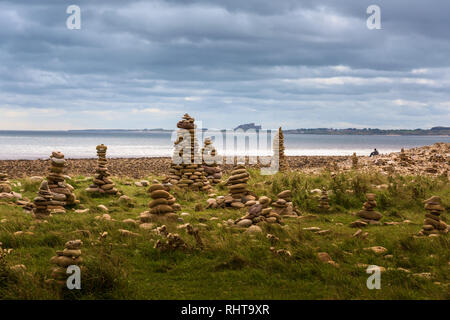 Lindisfarne Miniatur Megalithen Northumberland, Großbritannien Stockfoto