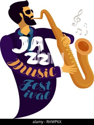 Jazz Festival. Live Musik, Jive, Konzert Konzept. Vector Illustration Stock Vektor