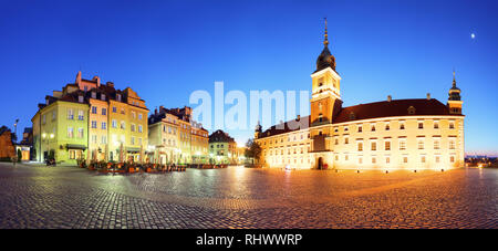 Warschau Stadt bei Nacht, Panorama, Polen Stockfoto