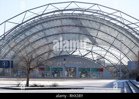 Leipzig, Deutschland. 04 Feb, 2019. Die glashalle der Leipziger Messe. Kredite: Jan Woitas/dpa-Zentralbild/dpa/Alamy leben Nachrichten Stockfoto
