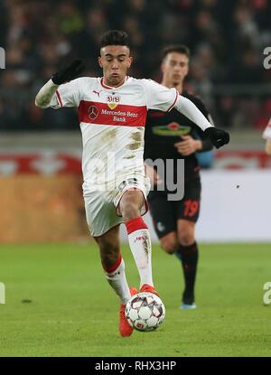 Stuttgart, Deutschland. 03 Feb, 2019. firo: 03.02.2019, Fußball, 1.Bundesliga, Saison 2018/2019 VfB Stuttgart - SC Freiburg 2:2 NICOLAS GONZALEZ, Stuttgart, Single Action | Verwendung der weltweiten Kredit: dpa/Alamy leben Nachrichten Stockfoto