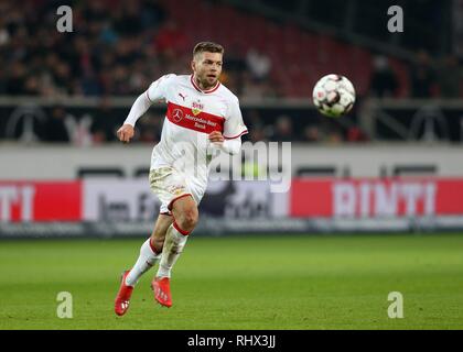 Stuttgart, Deutschland. 03 Feb, 2019. firo: 03.02.2019, Fußball, 1.Bundesliga, Saison 2018/2019 VfB Stuttgart - SC Freiburg 2:2 Alexander ESSWEIN, Stuttgart, Single Action, | Nutzung der weltweiten Kredit: dpa/Alamy leben Nachrichten Stockfoto