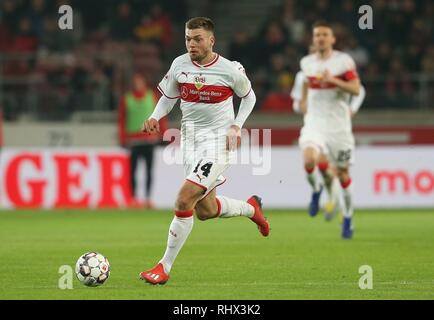 Stuttgart, Deutschland. 03 Feb, 2019. firo: 03.02.2019, Fußball, 1.Bundesliga, Saison 2018/2019 VfB Stuttgart - SC Freiburg 2:2 Alexander ESSWEIN, Stuttgart, Single Action | Verwendung der weltweiten Kredit: dpa/Alamy leben Nachrichten Stockfoto