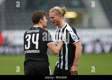 Sandhausen, Deutschland. 03 Feb, 2019. firo: 03.02.2019, Fußball, 2.Bundesliga, Saison 2018/2019, SV Sandhausen - VfL Bochum 3:0 Jubel Sandhausen mit knipping und VERLAAT | Verwendung der weltweiten Kredit: dpa/Alamy leben Nachrichten Stockfoto