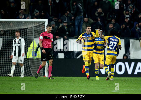 Turin, Italien. 02 Feb, 2019. Fußball, ATIM Serie 2018-19 VS JUVENTUS PARMA 3-3 im Bild: BARILLÃ Credit: Unabhängige Fotoagentur/Alamy leben Nachrichten Stockfoto