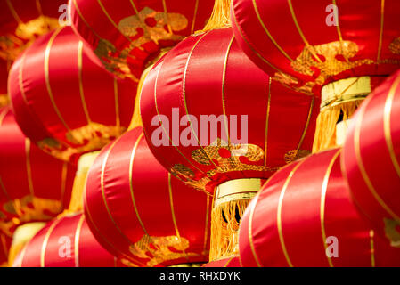 Gruppe von roten chinesischen Laternen Nahaufnahme für den chinesischen neue Jahr Stockfoto