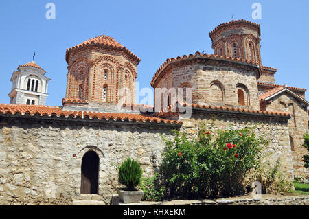 Im 10. Jahrhundert orthodoxe Kloster Kirche St. Naum, am Ufer des Lake Ohrid in Mazedonien, Europa. Stockfoto