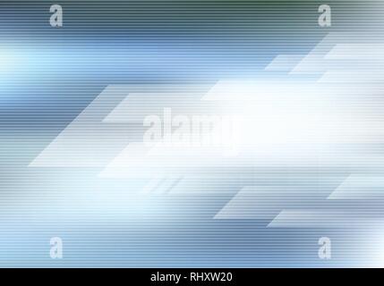 Abstrakte geometrische überlappenden Schicht mit Linien horizontale auf blauem Hintergrund Technologie Konzept. Vector Illustration Stock Vektor