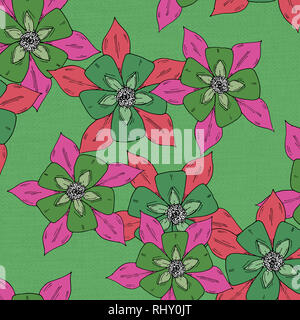 Ein buntes Digitale floral nahtlose Muster, mit Hand gezeichnete Illustrationen - Wenn wiederholt die Fliese macht eine nahtlose Muster. Stockfoto