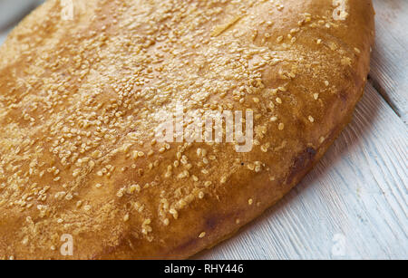 Brot Naanm Afghani uisine, Zentralasien Traditionelle verschiedene Gerichte, Ansicht von oben. Stockfoto