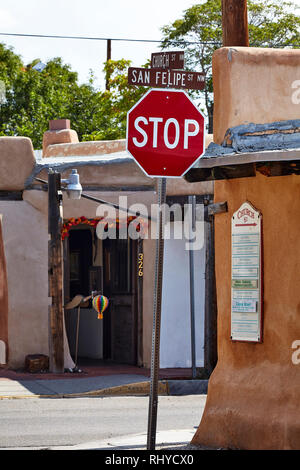 Stop-Schild in Santa Fe, New Mexico, USA Stockfoto