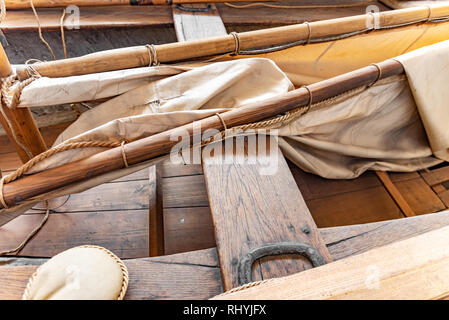 Segeln rudern Holz Fischerboot. Stockfoto